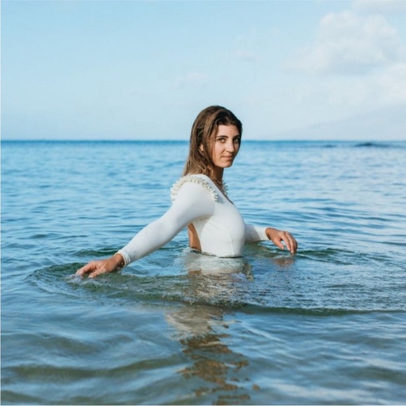 Luxury White Long Sleeve Swimsuit - Picture 11 of 13